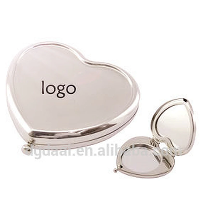 Newly heart shape compact mirror romantic comestic mirror with logo