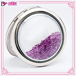 Wholesale round metal crystal beautiful makeup mirror