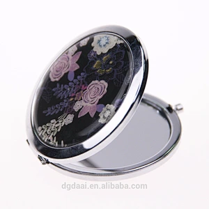 new design bling custom promotional ladies colorful cosmetic makeup mirror round metal compact mirror