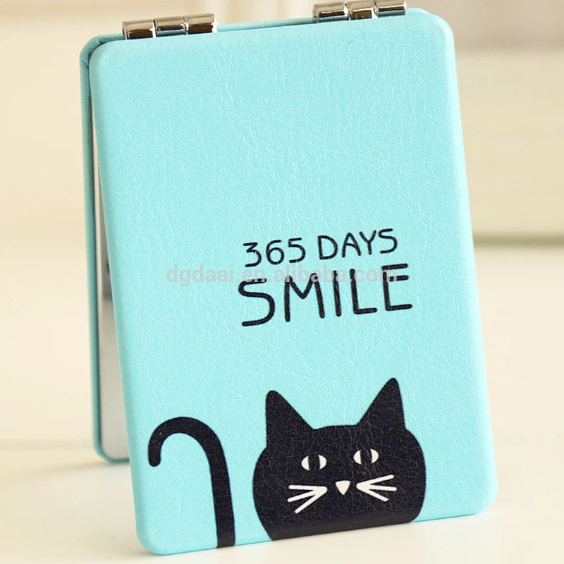 New design and fresh style pu leather cosmetic mirror