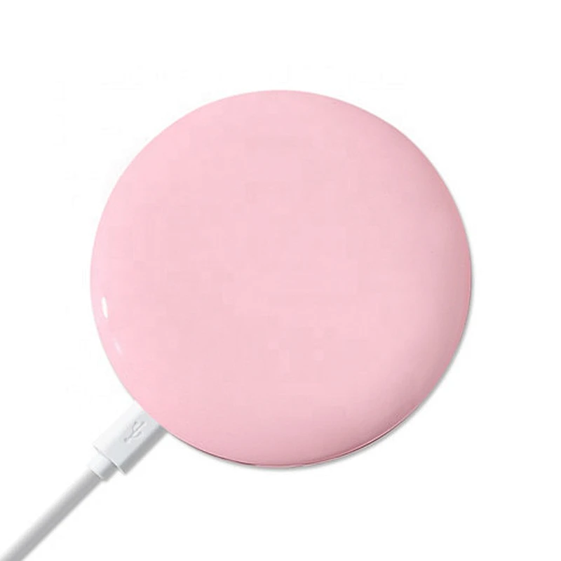 Portable Mini Round Lady LED Makeup Mirror with USB