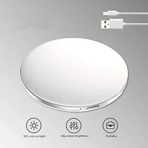 Portable Mini Round Lady LED Makeup Mirror with USB