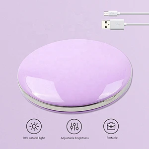 Portable Mini Round Lady LED Makeup Mirror with USB