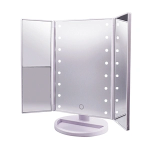 LED Makeup Magnifying Mirror Tri-Fold Vanity Mirror Touch Screen Adjustable Stand, Brightness Travel Beauty Mirror