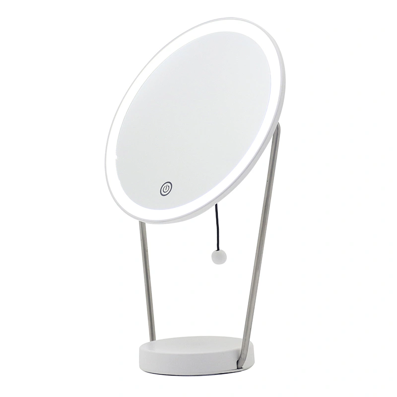Led Round table mirror 360 degree rotation detachable  3 Color Lighting  Modes Intelligent Touch makeup mirror with lamp