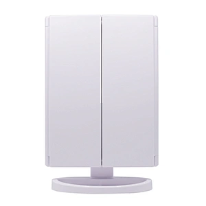 LED Makeup Magnifying Mirror Tri-Fold Vanity Mirror Touch Screen Adjustable Stand, Brightness Travel Beauty Mirror
