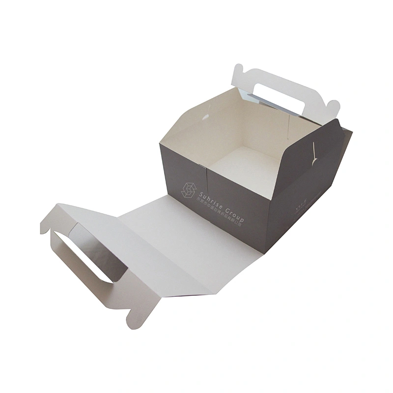 Customized Cake Food Packaging Art Card Box With Handle