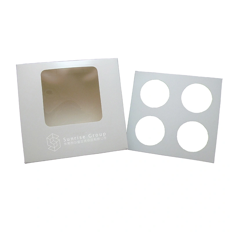 6 Holes Kraft Brown White Cup Cake Packaging Cupcake Boxes With Clear Window