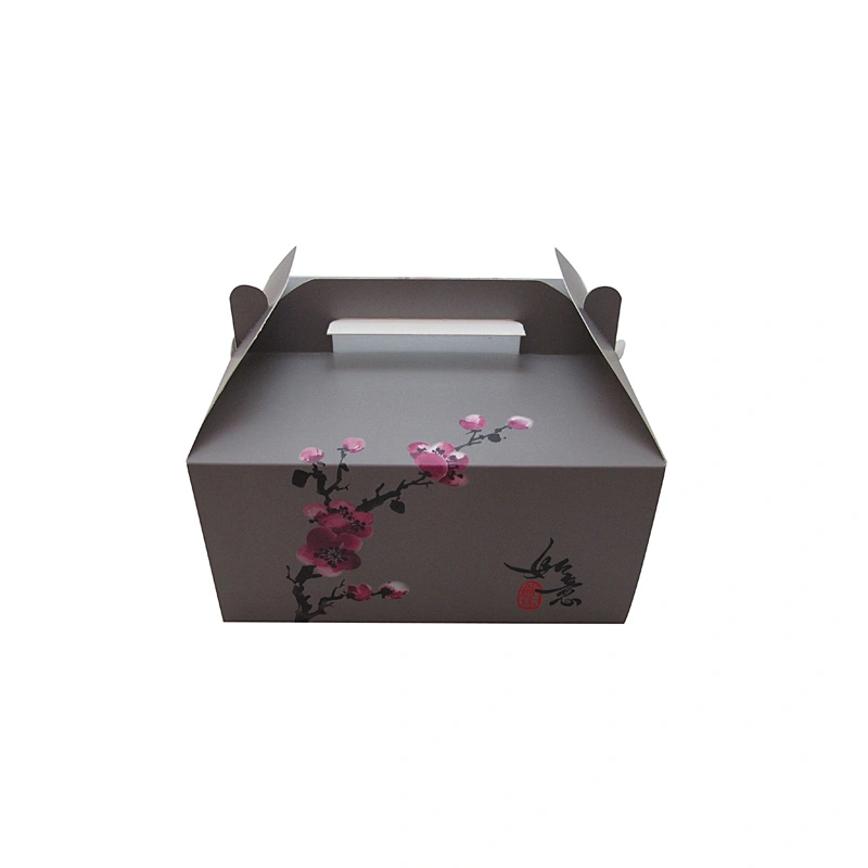 Customized Cake Food Packaging Art Card Box With Handle