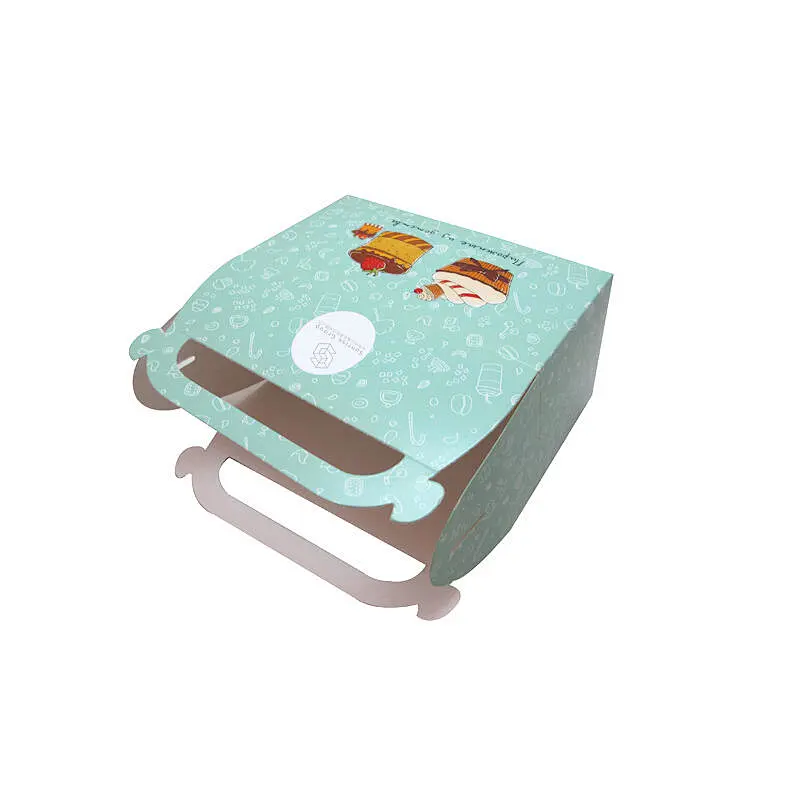 Customized Cute Cartoon Cake Food Packaging Art Card Box With Handle