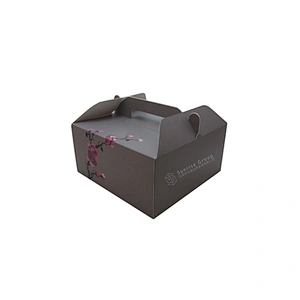 Customized Cake Food Packaging Art Card Box With Handle