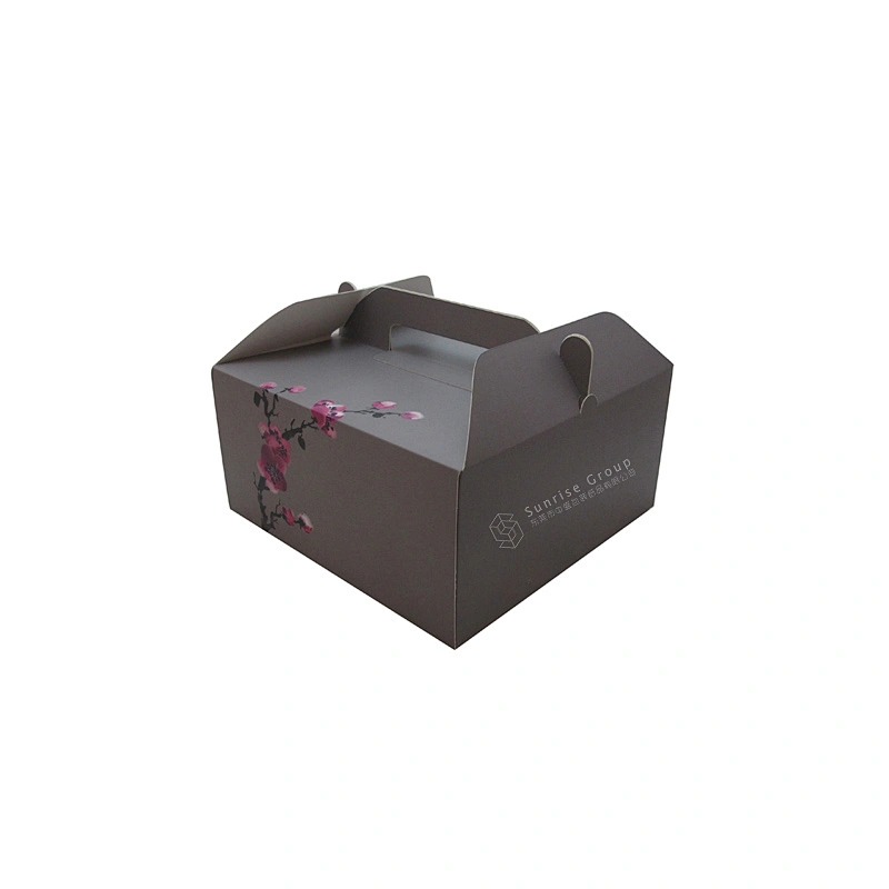 Customized Cake Food Packaging Art Card Box With Handle
