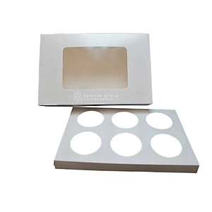 6 Holes Kraft Brown White Cup Cake Packaging Cupcake Boxes With Clear Window