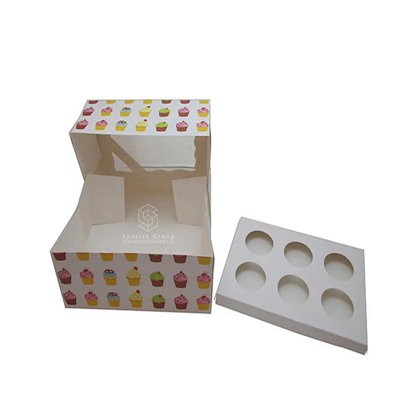 Cup cake packaging box single 2/4/6 pieces of muffin cake paper cup portable packaging box baking pastry box
