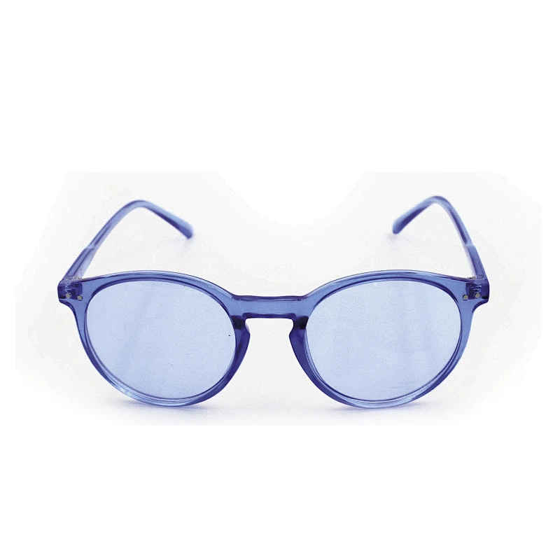 Fashion trans blue plastic frame slim retro sunglasses