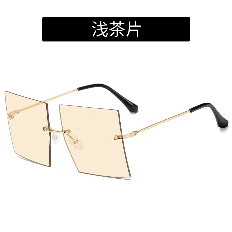 UNOC Trending Square Sun Glasses Frameless Lady Eyewear Big Frame  Womens Sunglasse For Party Office