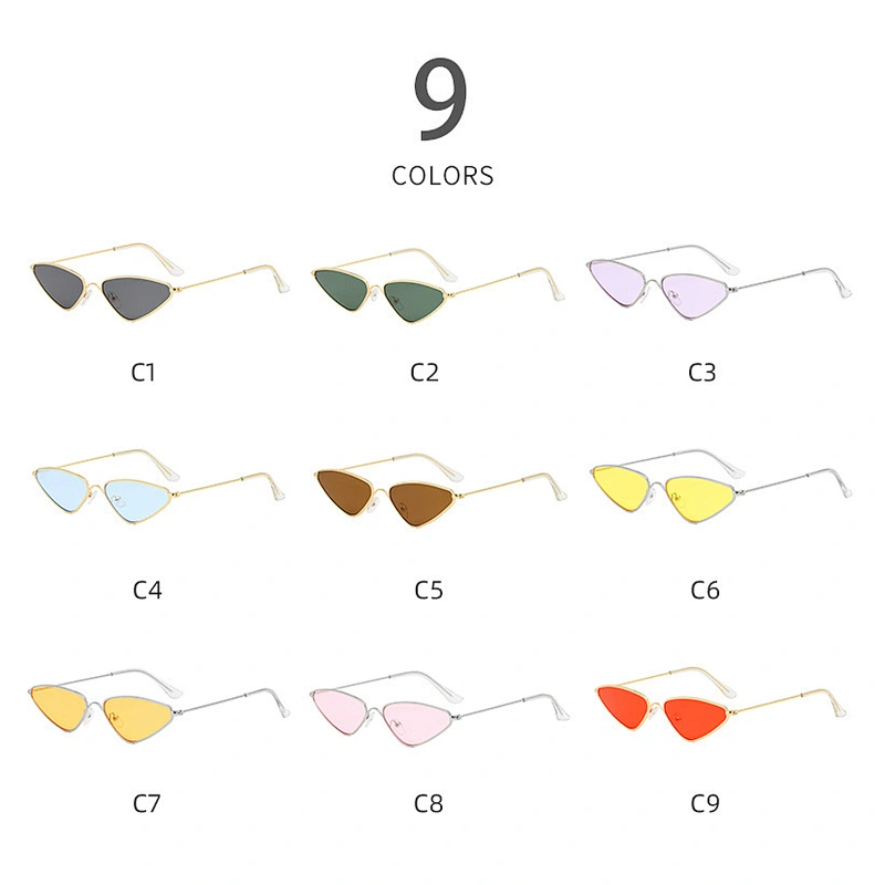 Fashion Womens Small Frame Sun Glasses Cat Eye Triangle Eyewear Women Personality Temperament Sunglasses