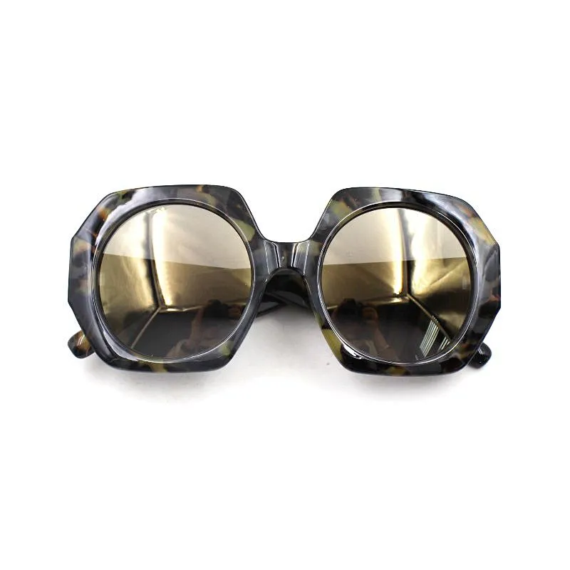 Summer style vintage for women marbling oversize sun glasses