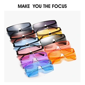Oversize Fashion Style Sunglasses Colorful Transparent Square Sun Glasses Big Shade Sunglasses