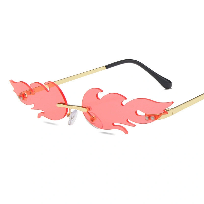 UNOC Fashion Trendy 2020 Flame Tinted Sunglasses Frameless Fire Shape Rimless Shade Sunglasses