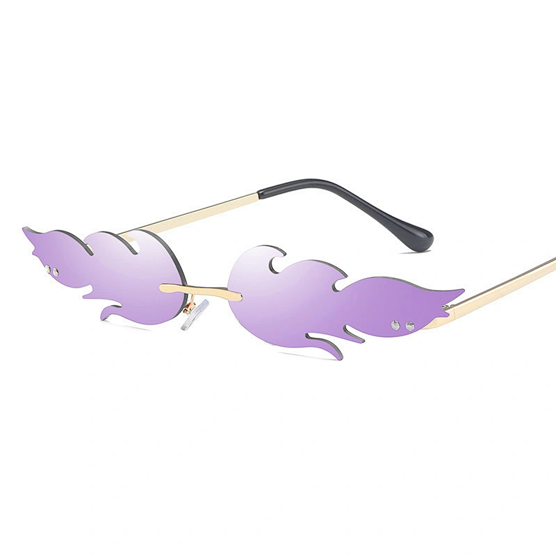 UNOC Fashion Trendy 2020 Flame Tinted Sunglasses Frameless Fire Shape Rimless Shade Sunglasses