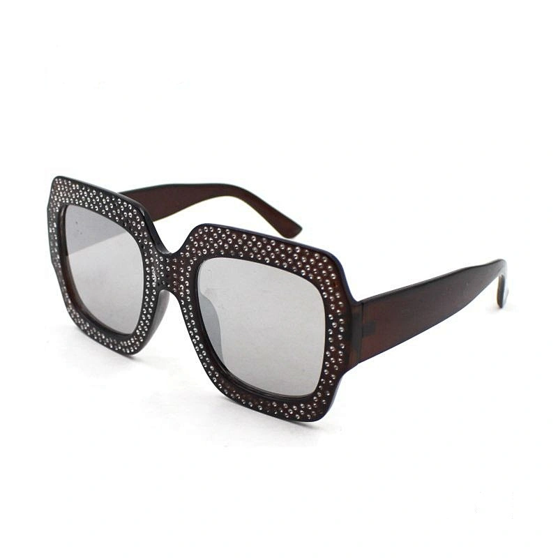 Retro style customized logo diamond oversized sunglasses