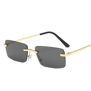 UNOC Rectangle Small Lens Sunglasses Metal Yellow Sun Glasses Luxury Woman Shades Sunglasses