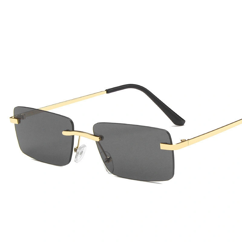 UNOC Rectangle Small Lens Sunglasses Metal Yellow Sun Glasses Luxury Woman Shades Sunglasses