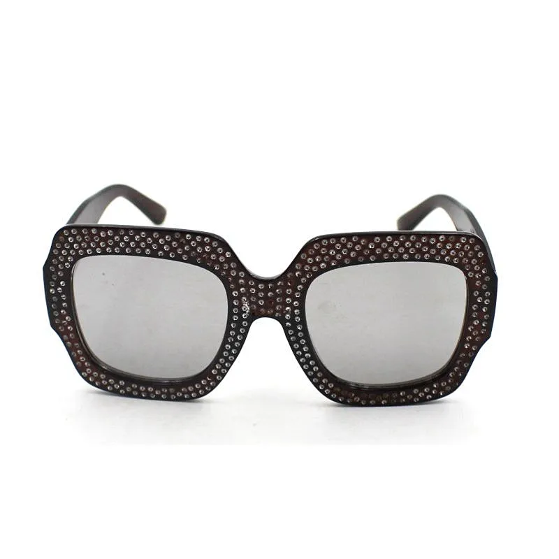 Retro style customized logo diamond oversized sunglasses