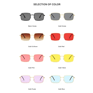 UNOC 8 Color Gold Frame Fashion Sun Glasses Metal Frame Square Lens Womens Shades Sunglasses