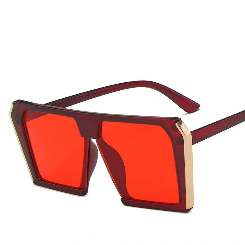 2020 Big Trapezoid Frame Sunglasses Metal Edge Sun Glasses Unisex Retro Shade Sunglasses