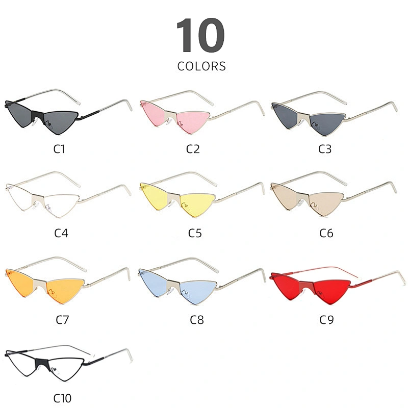 Wholesale Personalized Pointed Cat Eye Sun Glasses Metal Frame Triangle Sunglasses Fashion Unisex Sunglasses
