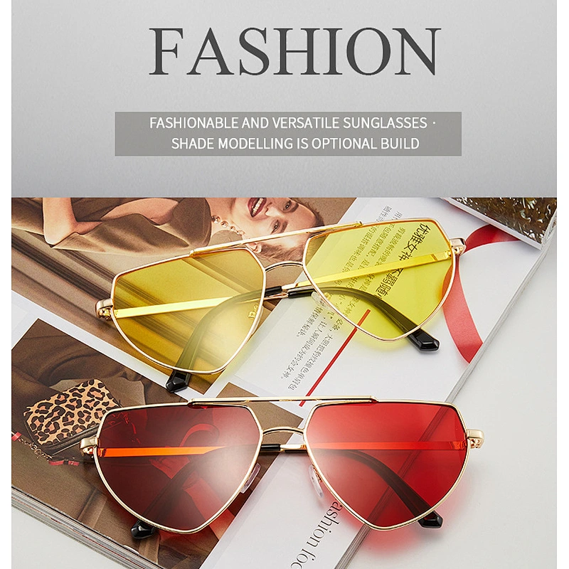UNOC 2021 Polygonal Sharp Corners Sun Glasses Metal Sea Color Lens Eyewear Shade Womens Sunglasses For Party