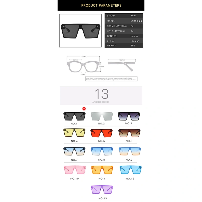 2020 Square Oversize Frame Sunglasses Studs Fashion Vintage Sun Glasses Unisex Shade Sunglasses