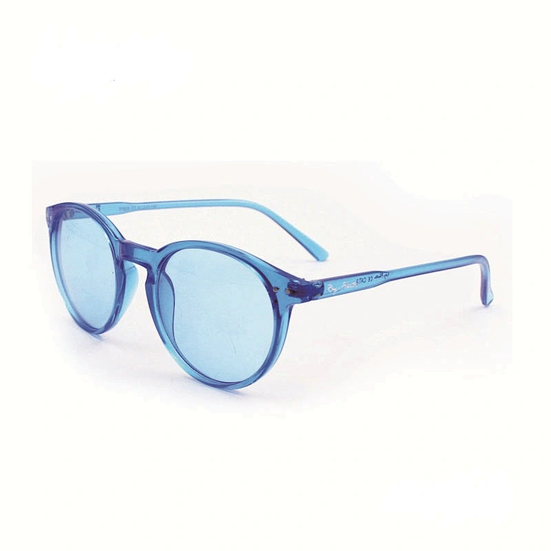 Fashion trans blue plastic frame slim retro sunglasses