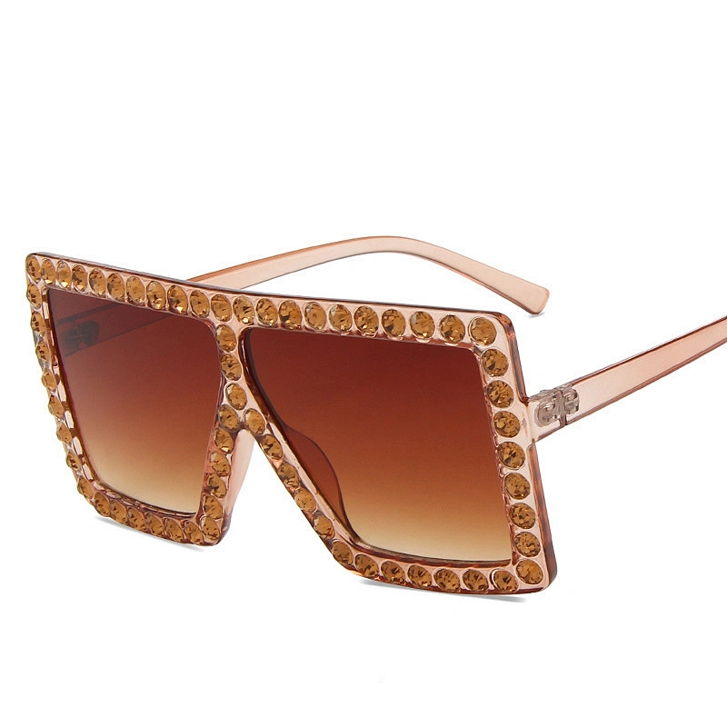 UNOC Oversize Frame Sunglasses Diamond Vintage Square Sun Glasses Luxury Rhinestone Shades Womens Sunglasses