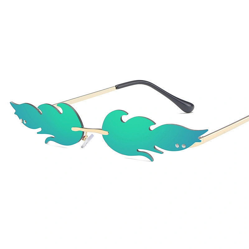 UNOC Fashion Trendy 2020 Flame Tinted Sunglasses Frameless Fire Shape Rimless Shade Sunglasses