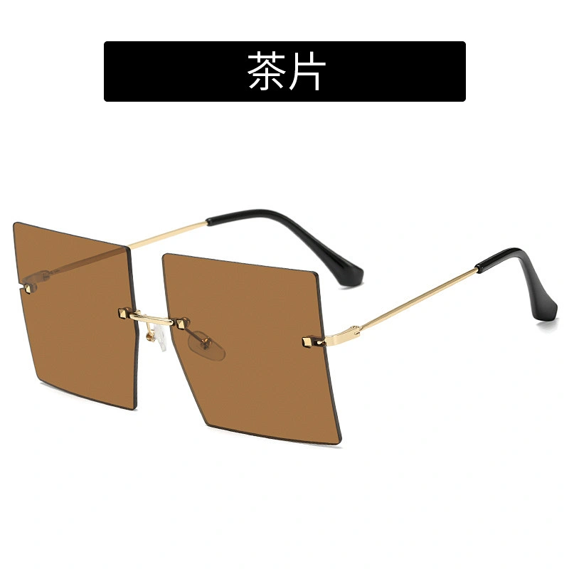 UNOC Trending Square Sun Glasses Frameless Lady Eyewear Big Frame  Womens Sunglasse For Party Office