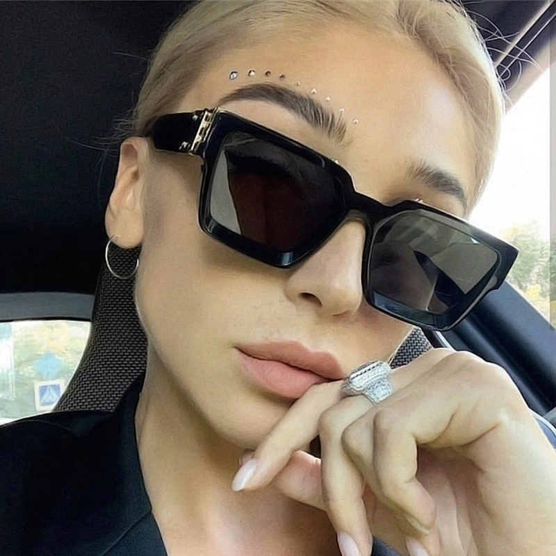 UNOC China Newest Design Sunglasses Metal Block Trending Sun Glasses Square Frame Unisex Sunglasses