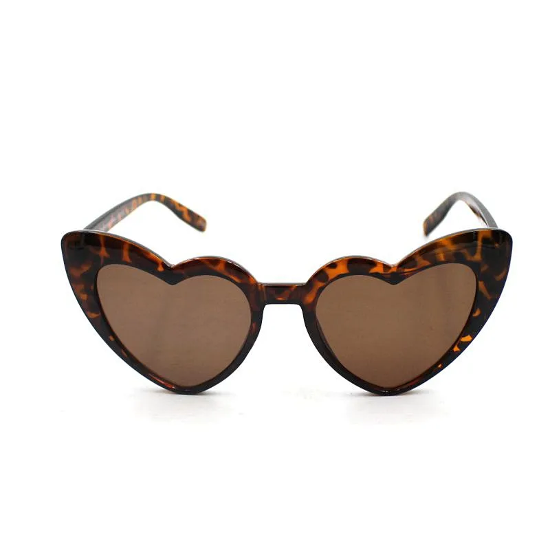 Retro style demi frame customized logo heart shape sunglasses