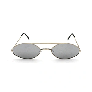 2021 New metal frame silver mirror lens small oval sunglasses