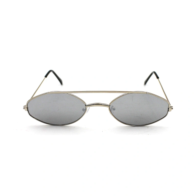 2021 New metal frame silver mirror lens small oval sunglasses