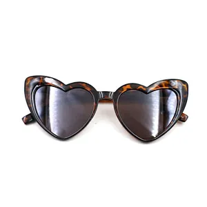 Retro style demi frame customized logo heart shape sunglasses