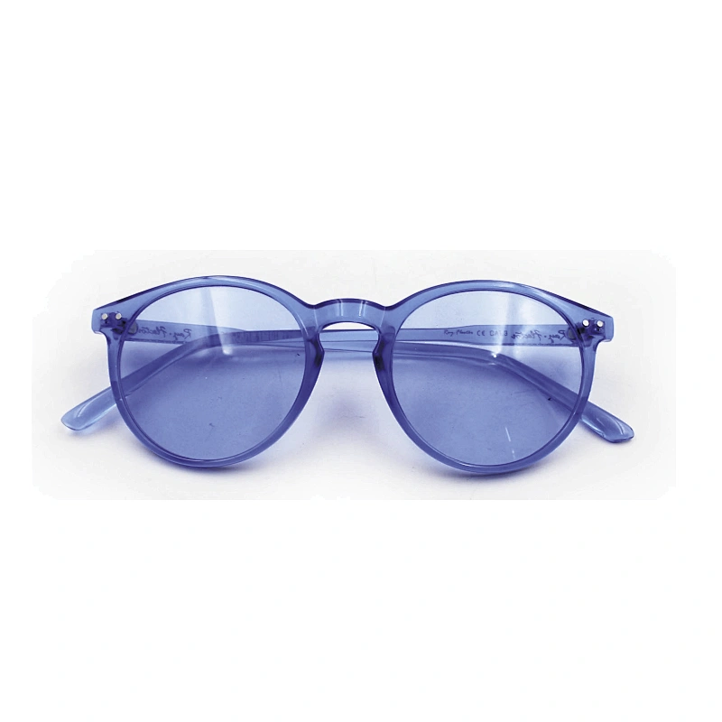 Fashion trans blue plastic frame slim retro sunglasses