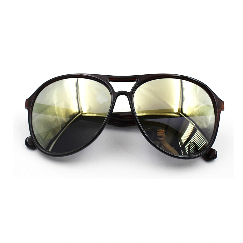 Mirror lens high quality black plastic custom logo sunglasses
