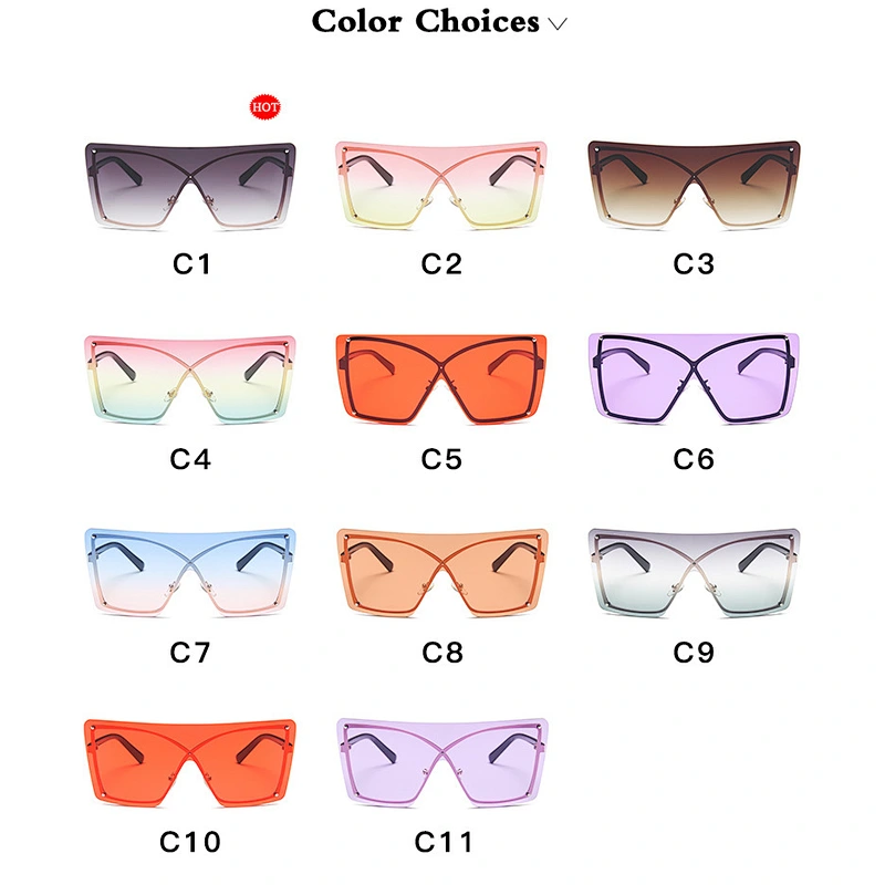 UNOC Fashion Style Siamese Conjoined Dark Lens Sunglasses Sun Glasses Big Womens Sunglasses