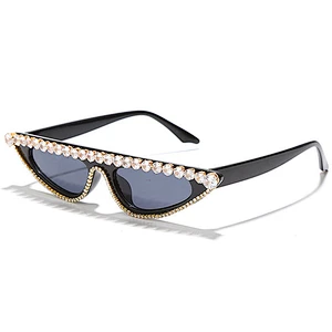 UNOC 5 Colors Vintage Cat Eye Sun Glasses Hand Made Bling Sunglasses Luxury Diamond Rhinestone Sunglasses