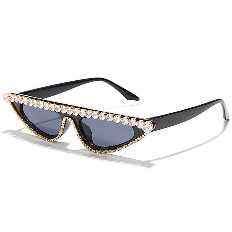 UNOC 5 Colors Vintage Cat Eye Sun Glasses Hand Made Bling Sunglasses Luxury Diamond Rhinestone Sunglasses