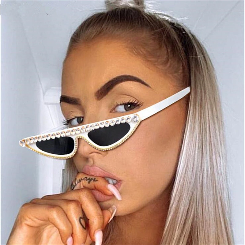 UNOC 5 Colors Vintage Cat Eye Sun Glasses Hand Made Bling Sunglasses Luxury Diamond Rhinestone Sunglasses