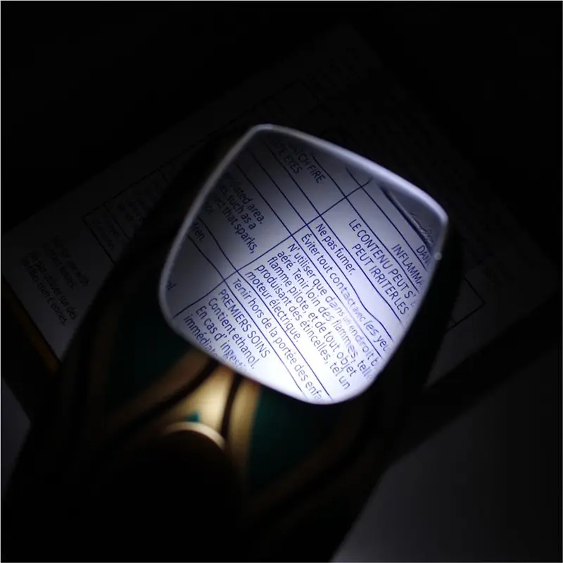 Pocket portable rectangular magnifying glass with LED light
